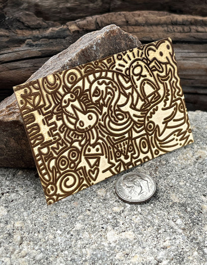 XLP0049 = Graffiti Laser Engraved Metal Sheet 3x2" = Textured Jewelry Blank = Copper, Brass & More