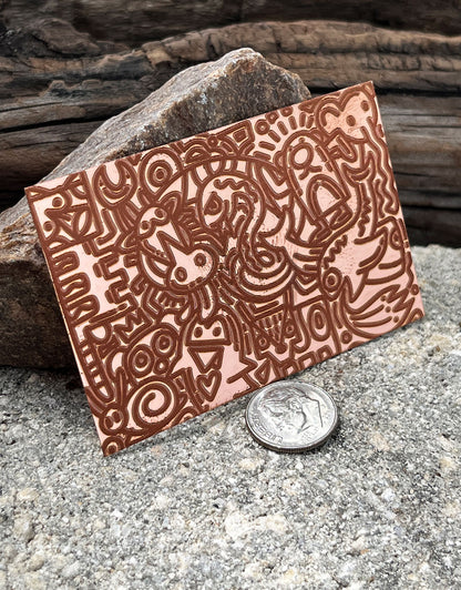 XLP0049 = Graffiti Laser Engraved Metal Sheet 3x2" = Textured Jewelry Blank = Copper, Brass & More