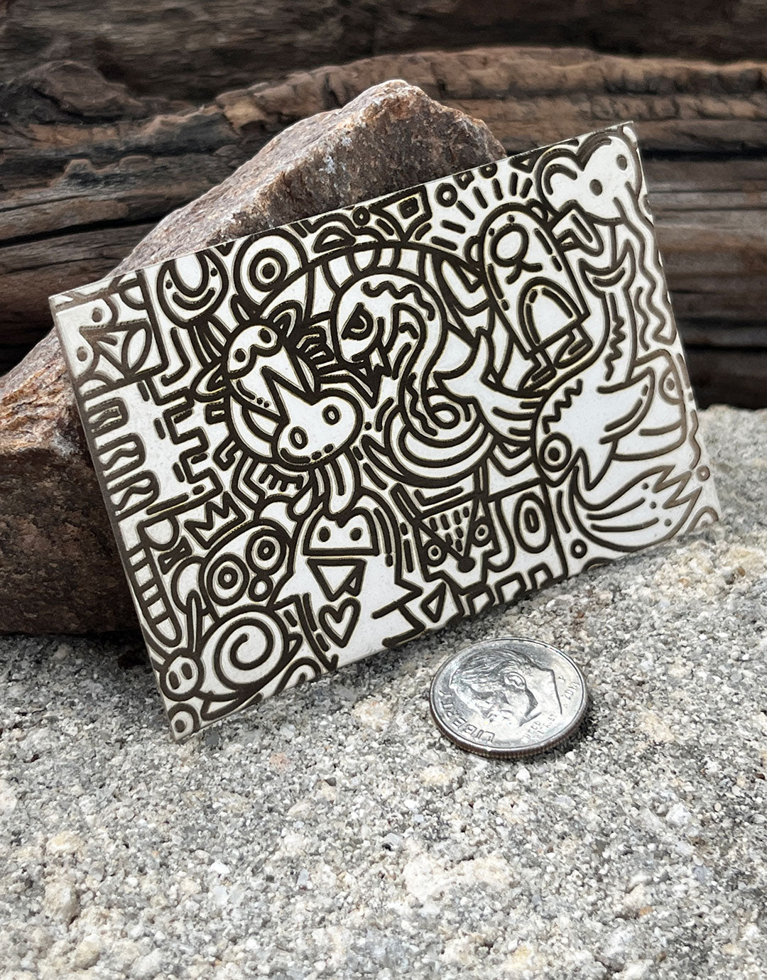XLP0049 = Graffiti Laser Engraved Metal Sheet 3x2" = Textured Jewelry Blank = Copper, Brass & More
