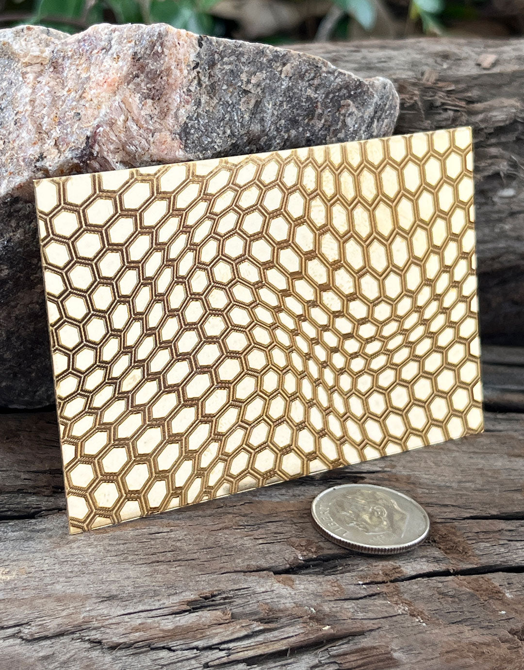 XLP0051 = Wobble Honeycomb Laser Engraved Metal Sheet 3x2" = Textured Jewelry Blank = Copper, Brass & More