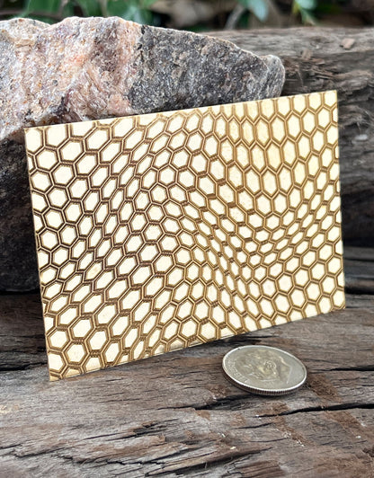 XLP0051 = Wobble Honeycomb Laser Engraved Metal Sheet 3x2" = Textured Jewelry Blank = Copper, Brass & More