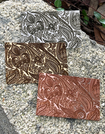 XLP0052 = Paisley Laser Engraved Metal Sheet 3x2" = Textured Jewelry Blank = Copper, Brass & More