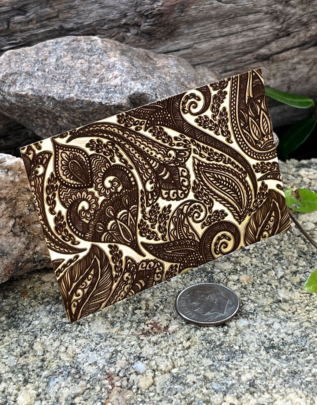 XLP0052 = Paisley Laser Engraved Metal Sheet 3x2" = Textured Jewelry Blank = Copper, Brass & More