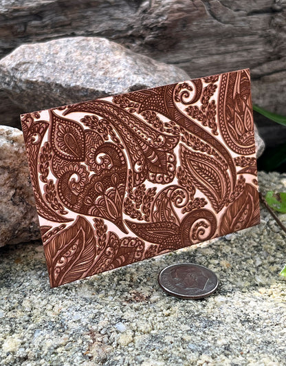 XLP0052 = Paisley Laser Engraved Metal Sheet 3x2" = Textured Jewelry Blank = Copper, Brass & More