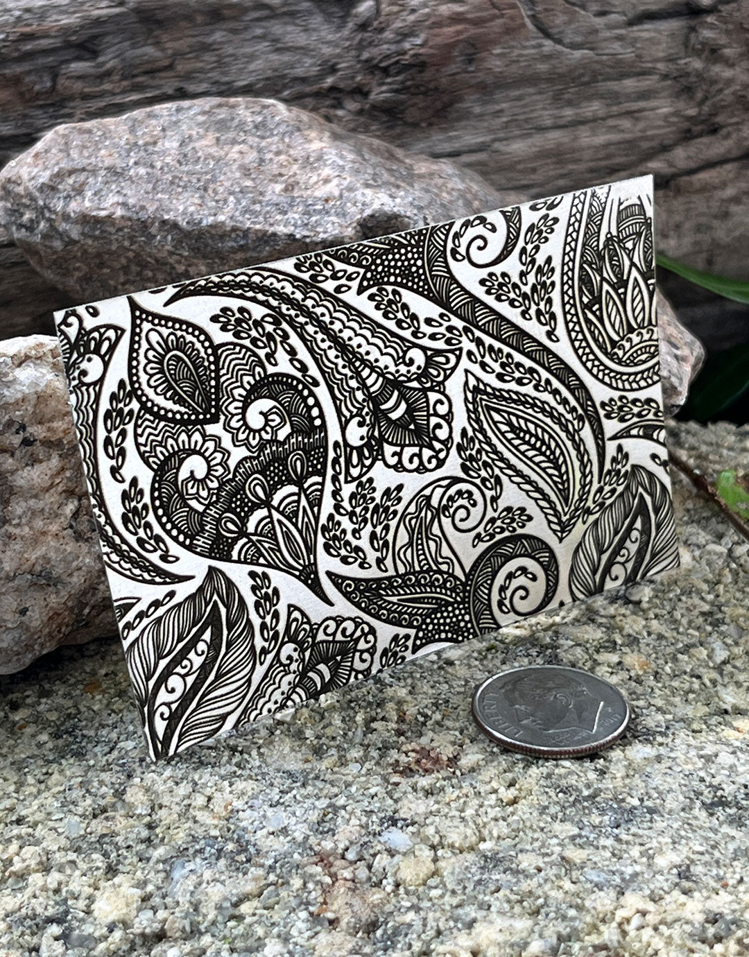 XLP0052 = Paisley Laser Engraved Metal Sheet 3x2" = Textured Jewelry Blank = Copper, Brass & More