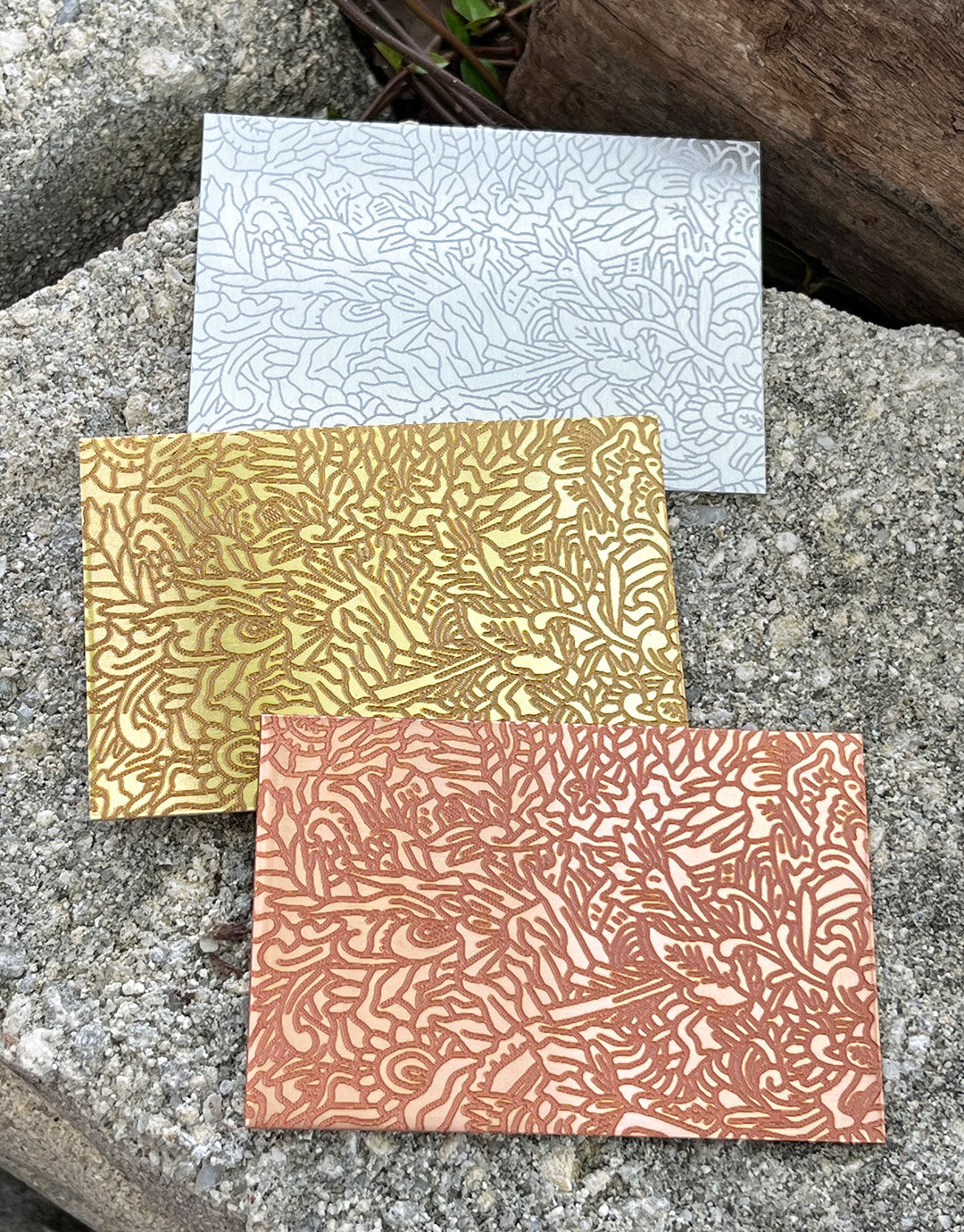 XLP0053 = Foliage Laser Engraved Metal Sheet 3x2" = Textured Jewelry Blank = Copper, Brass & More