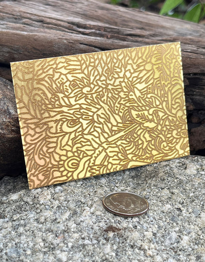 XLP0053 = Foliage Laser Engraved Metal Sheet 3x2" = Textured Jewelry Blank = Copper, Brass & More