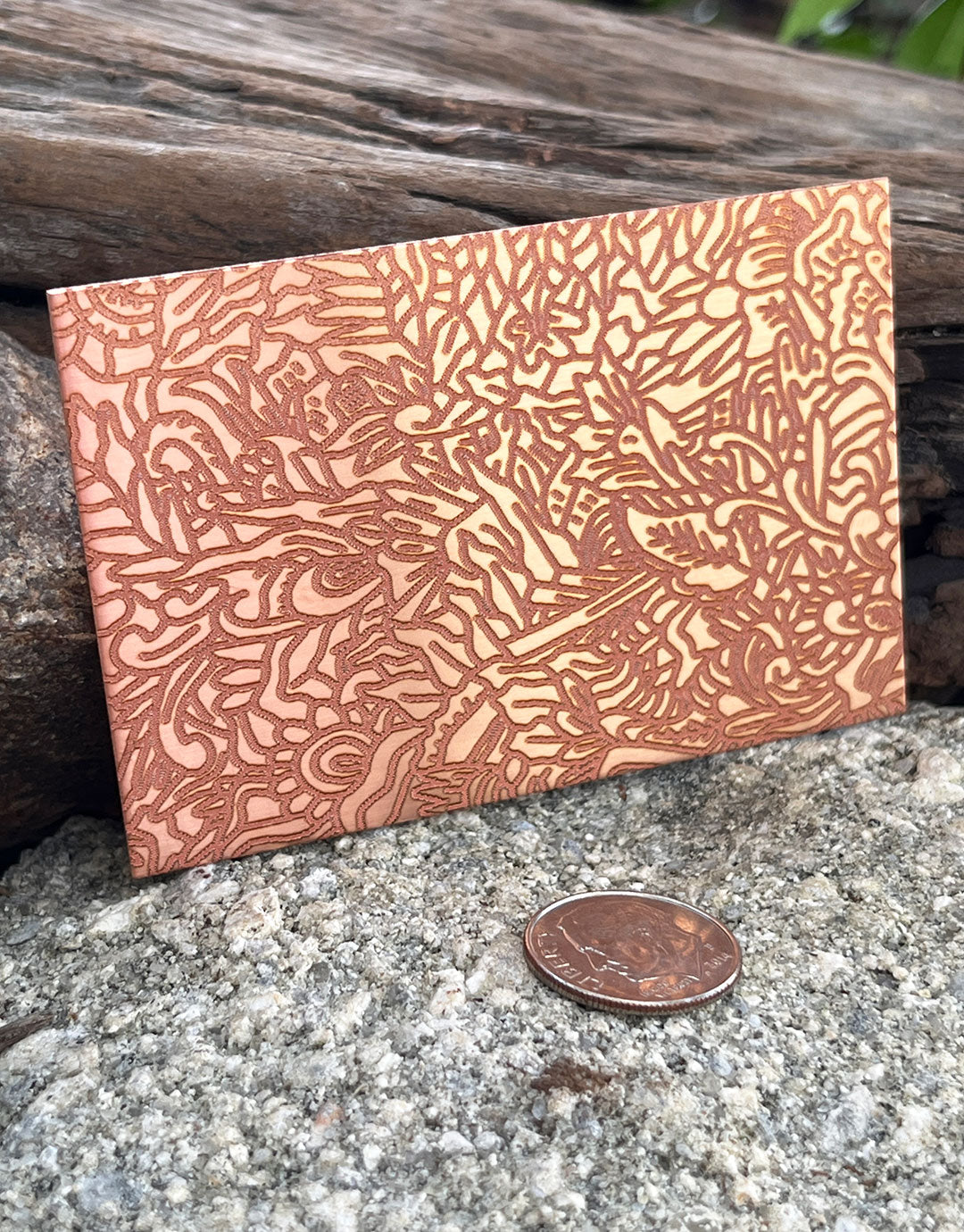 XLP0053 = Foliage Laser Engraved Metal Sheet 3x2" = Textured Jewelry Blank = Copper, Brass & More