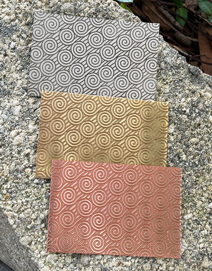 XLP0054 = Deco Curls Laser Engraved Metal Sheet 3x2" = Textured Jewelry Blank = Copper, Brass & More