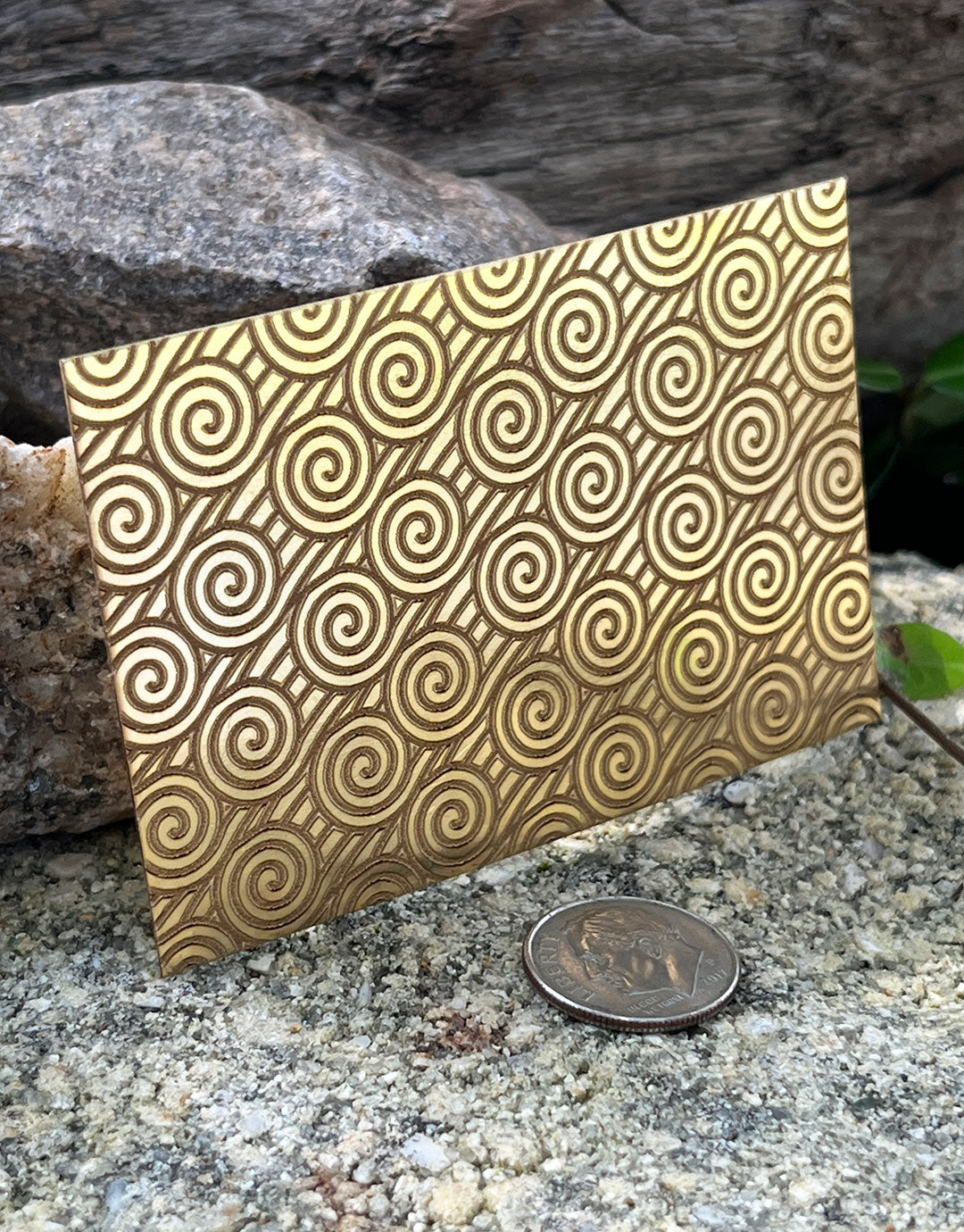 XLP0054 = Deco Curls Laser Engraved Metal Sheet 3x2" = Textured Jewelry Blank = Copper, Brass & More