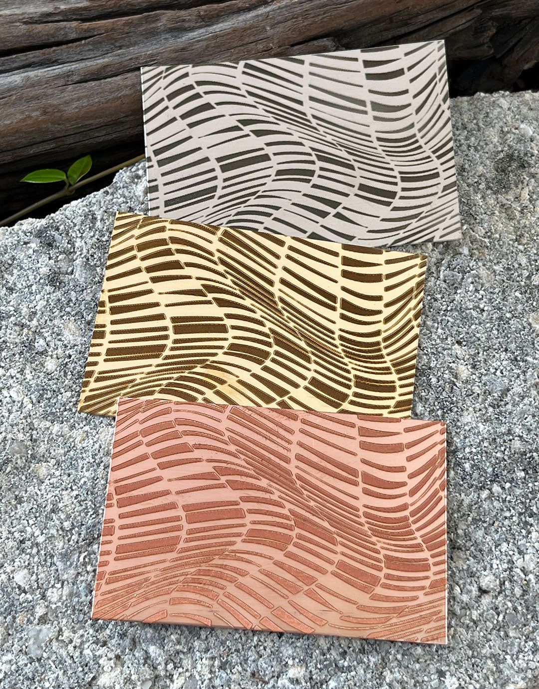 XLP0056 =Wavy Halflines Laser Engraved Metal Sheet 3x2" = Textured Jewelry Blank = Copper, Brass & More