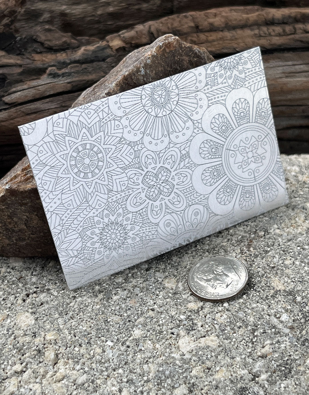 XLP0057 = Floral Fantasy Laser Engraved Metal Sheet 3x2" = Textured Jewelry Blank = Copper, Brass & More