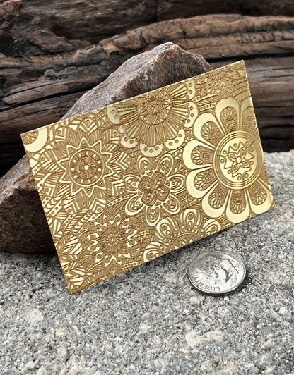 XLP0057 = Floral Fantasy Laser Engraved Metal Sheet 3x2" = Textured Jewelry Blank = Copper, Brass & More