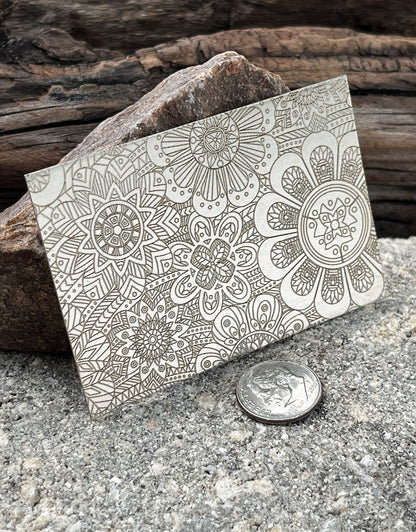 XLP0057 = Floral Fantasy Laser Engraved Metal Sheet 3x2" = Textured Jewelry Blank = Copper, Brass & More