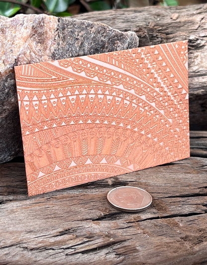 XLP0058 = Abstract Tribal Laser Engraved Metal Sheet 3x2" = Textured Jewelry Blank = Copper, Brass & More