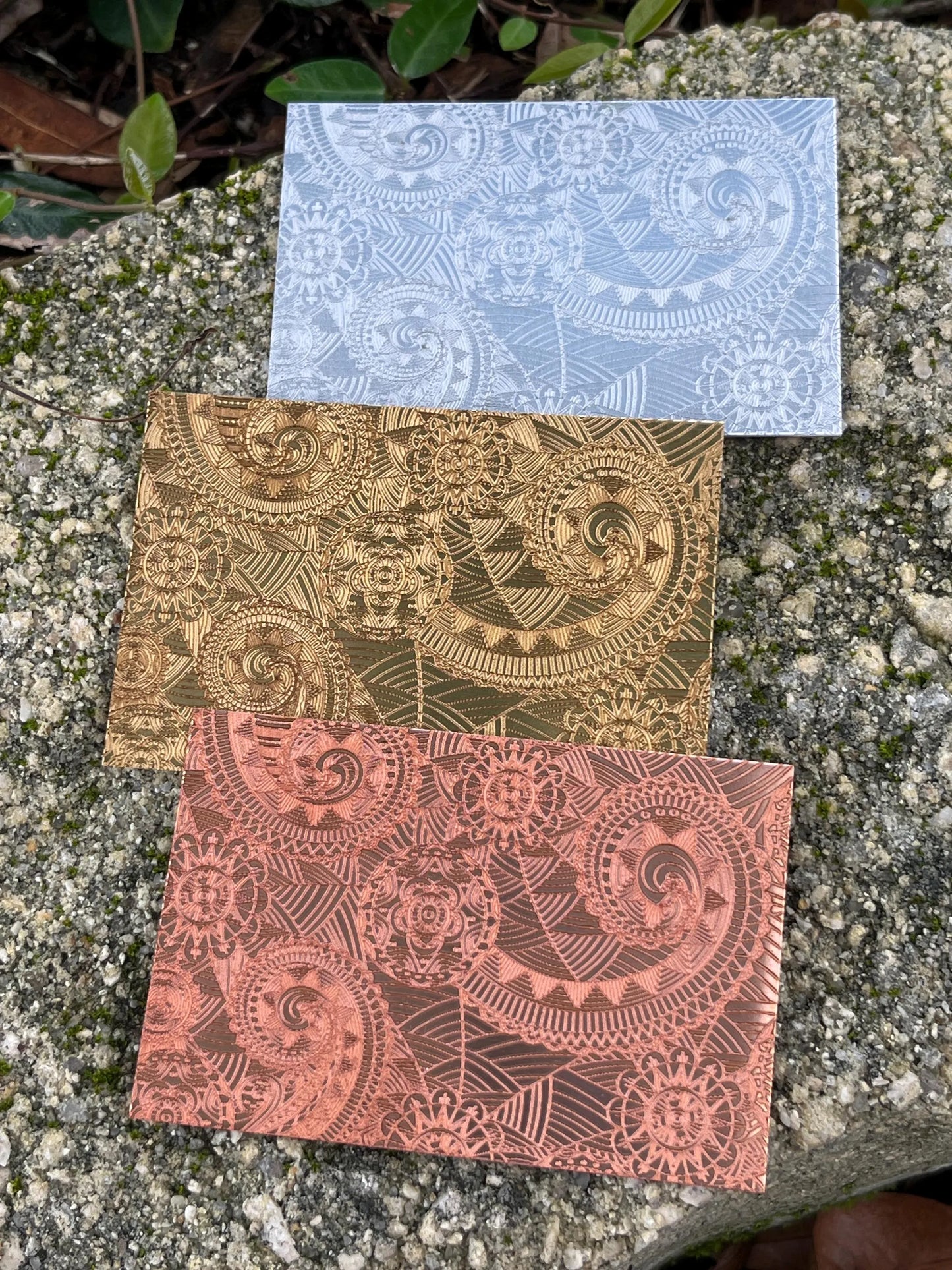 XLP0060 = Boho Curls Laser Engraved Metal Sheet 3x2" = Textured Jewelry Blank = Copper, Brass & More