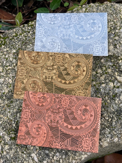 XLP0060 = Boho Curls Laser Engraved Metal Sheet 3x2" = Textured Jewelry Blank = Copper, Brass & More