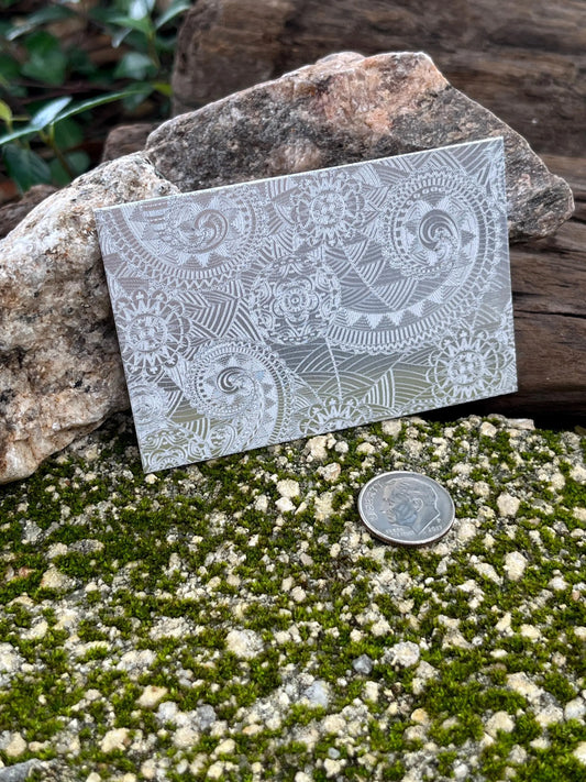 XLP0060 = Boho Curls Laser Engraved Metal Sheet 3x2" = Textured Jewelry Blank = Copper, Brass & More