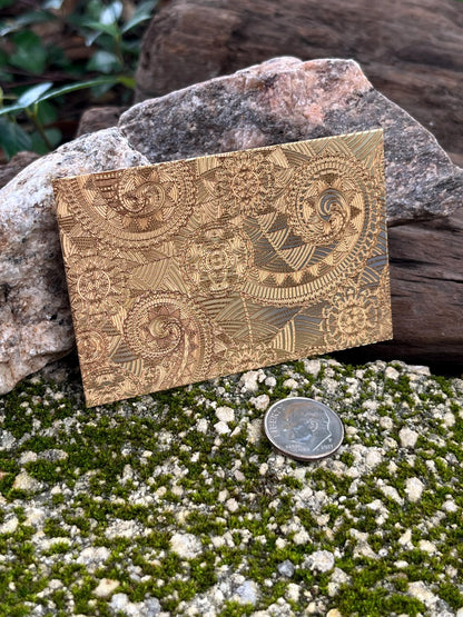 XLP0060 = Boho Curls Laser Engraved Metal Sheet 3x2" = Textured Jewelry Blank = Copper, Brass & More