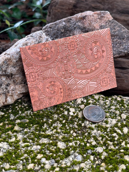 XLP0060 = Boho Curls Laser Engraved Metal Sheet 3x2" = Textured Jewelry Blank = Copper, Brass & More