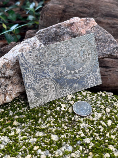 XLP0060 = Boho Curls Laser Engraved Metal Sheet 3x2" = Textured Jewelry Blank = Copper, Brass & More