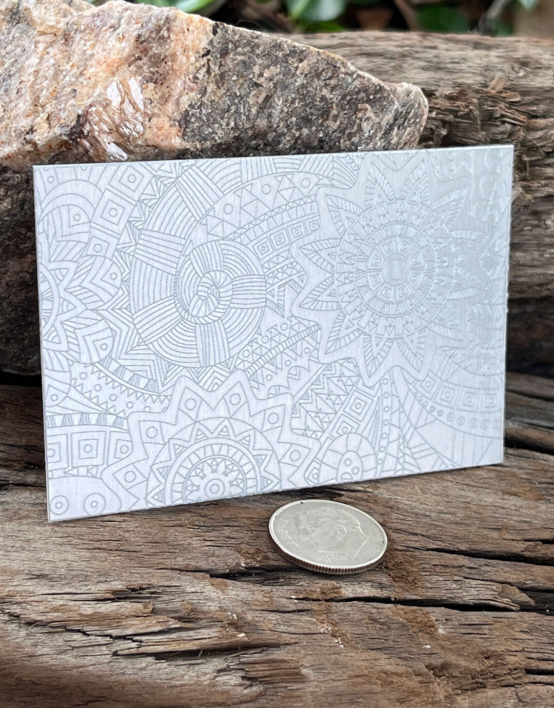 XLP0061 = Boho Burst Laser Engraved Metal Sheet 3x2" = Textured Jewelry Blank = Copper, Brass & More