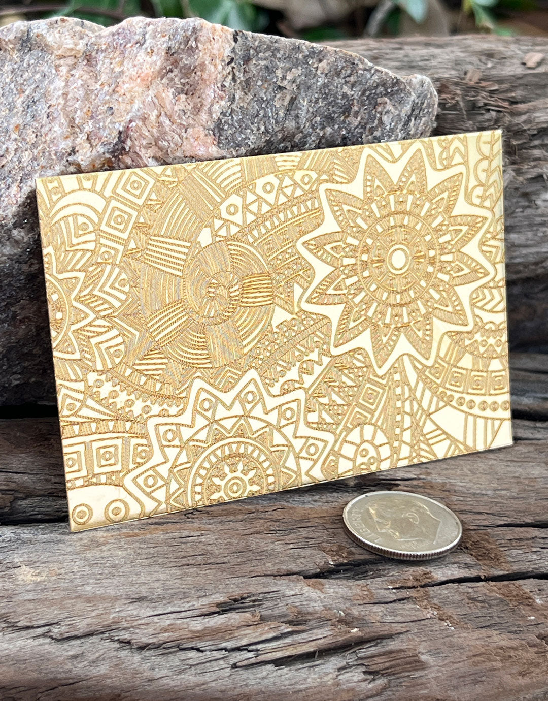 XLP0061 = Boho Burst Laser Engraved Metal Sheet 3x2" = Textured Jewelry Blank = Copper, Brass & More