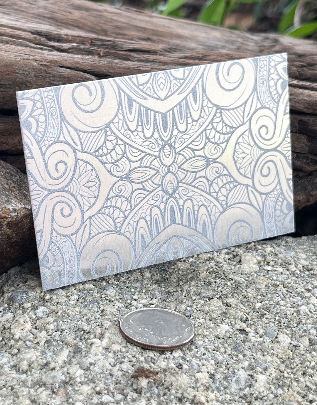 XLP0062 = Mandala Mesh Laser Engraved Metal Sheet 3x2" = Textured Jewelry Blank = Copper, Brass & More
