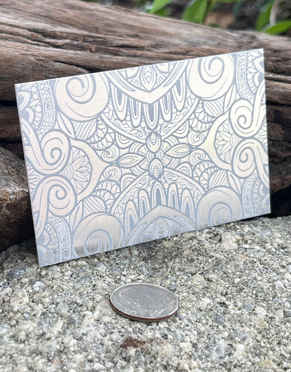 XLP0062 = Mandala Mesh Laser Engraved Metal Sheet 3x2" = Textured Jewelry Blank = Copper, Brass & More