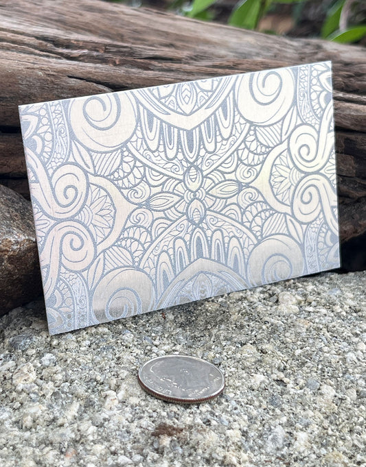 XLP0062 = Mandala Mesh Laser Engraved Metal Sheet 3x2" = Textured Jewelry Blank = Copper, Brass & More