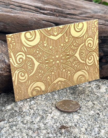 XLP0062 = Mandala Mesh Laser Engraved Metal Sheet 3x2" = Textured Jewelry Blank = Copper, Brass & More