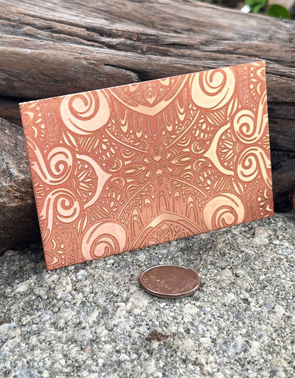 XLP0062 = Mandala Mesh Laser Engraved Metal Sheet 3x2" = Textured Jewelry Blank = Copper, Brass & More