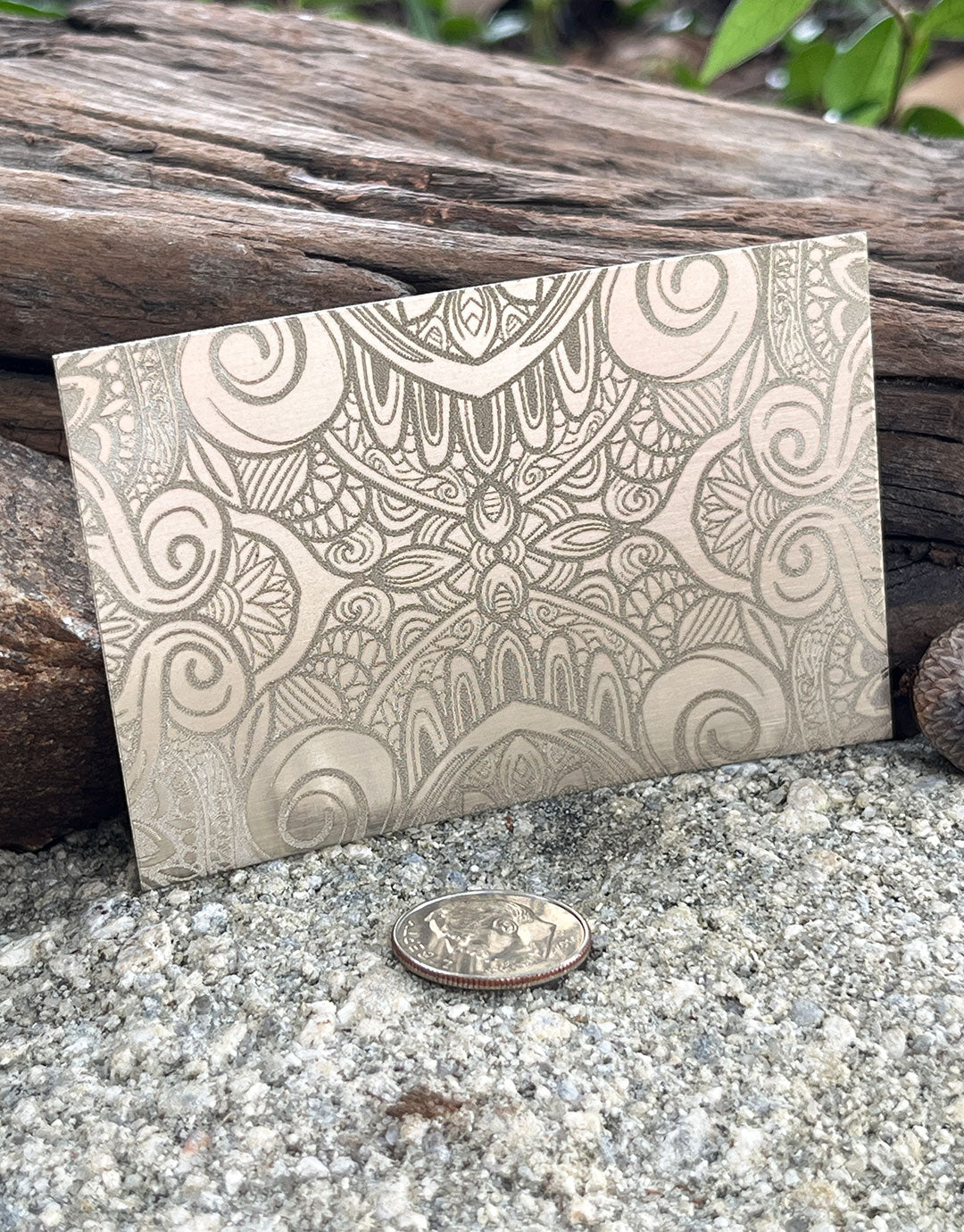 XLP0062 = Mandala Mesh Laser Engraved Metal Sheet 3x2" = Textured Jewelry Blank = Copper, Brass & More