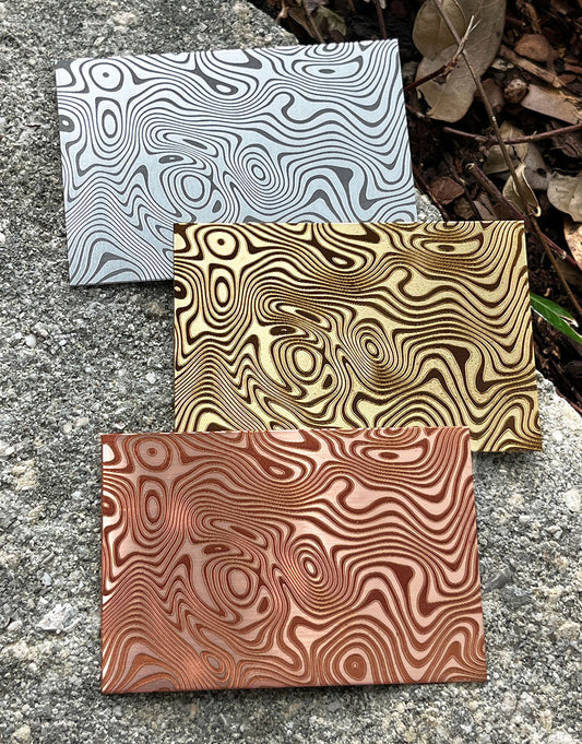 XLP0063 = Liquify Laser Engraved Metal Sheet 3x2" = Textured Jewelry Blank = Copper, Brass & More