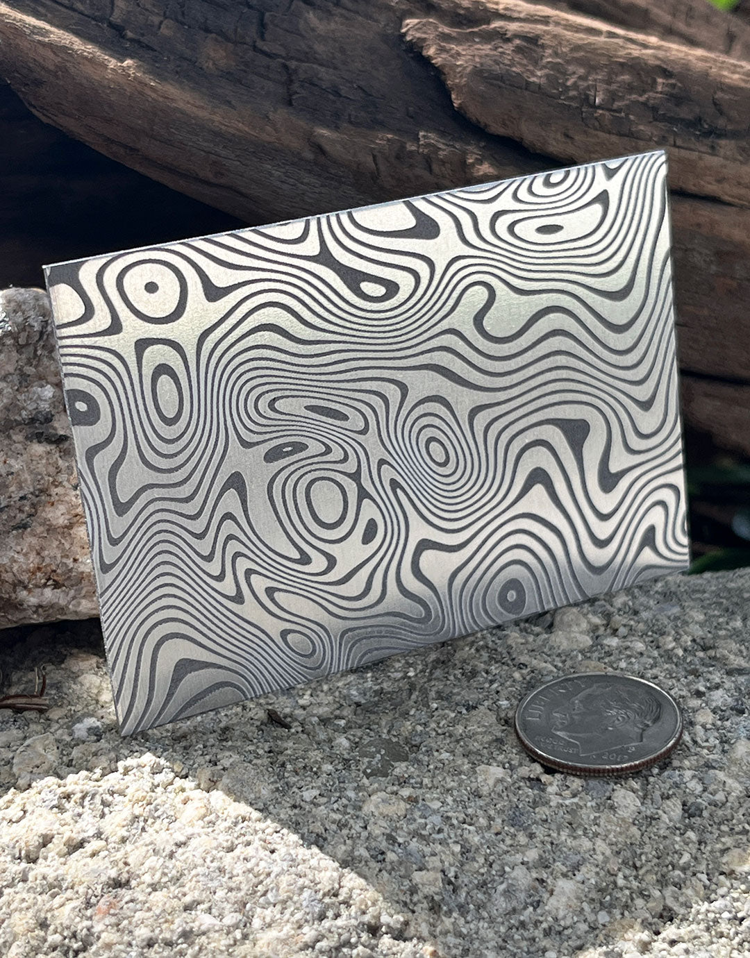 XLP0063 = Liquify Laser Engraved Metal Sheet 3x2" = Textured Jewelry Blank = Copper, Brass & More