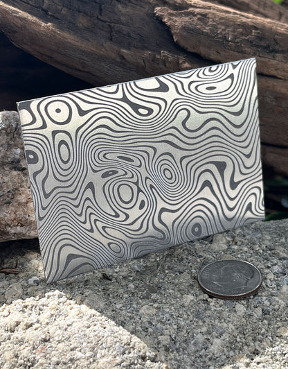 XLP0063 = Liquify Laser Engraved Metal Sheet 3x2" = Textured Jewelry Blank = Copper, Brass & More