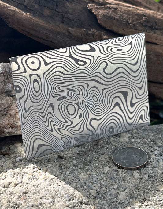 XLP0063 = Liquify Laser Engraved Metal Sheet 3x2" = Textured Jewelry Blank = Copper, Brass & More