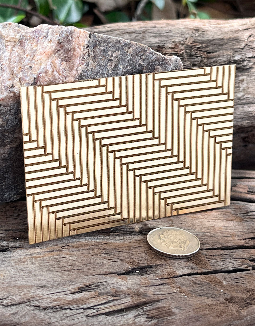 XLP0064 = Herringbone Laser Engraved Metal Sheet 3x2" = Textured Jewelry Blank = Copper, Brass & More