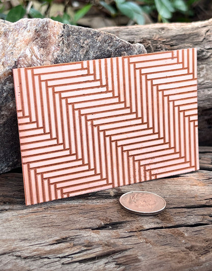 XLP0064 = Herringbone Laser Engraved Metal Sheet 3x2" = Textured Jewelry Blank = Copper, Brass & More