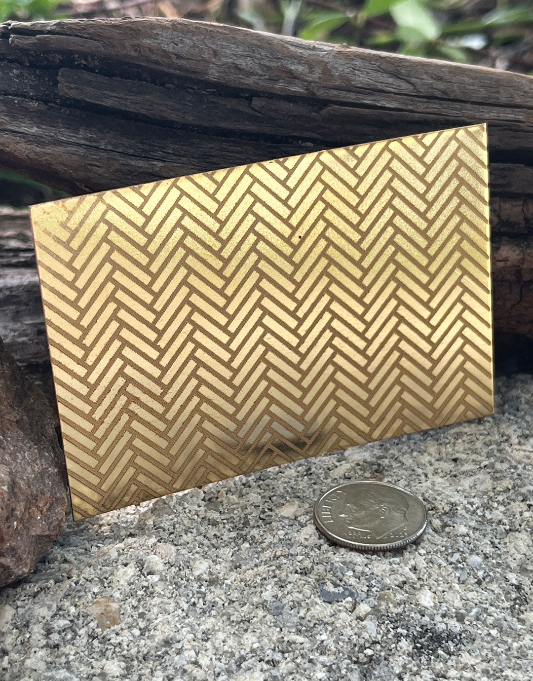 XLP0065 = Tiny Herringbone Laser Engraved Metal Sheet 3x2" = Textured Jewelry Blank = Copper, Brass & More