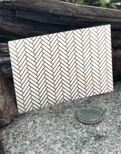 XLP0065 = Tiny Herringbone Laser Engraved Metal Sheet 3x2" = Textured Jewelry Blank = Copper, Brass & More