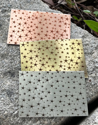 XLP0066 =Star Field Laser Engraved Metal Sheet 3x2" = Textured Jewelry Blank = Copper, Brass & More