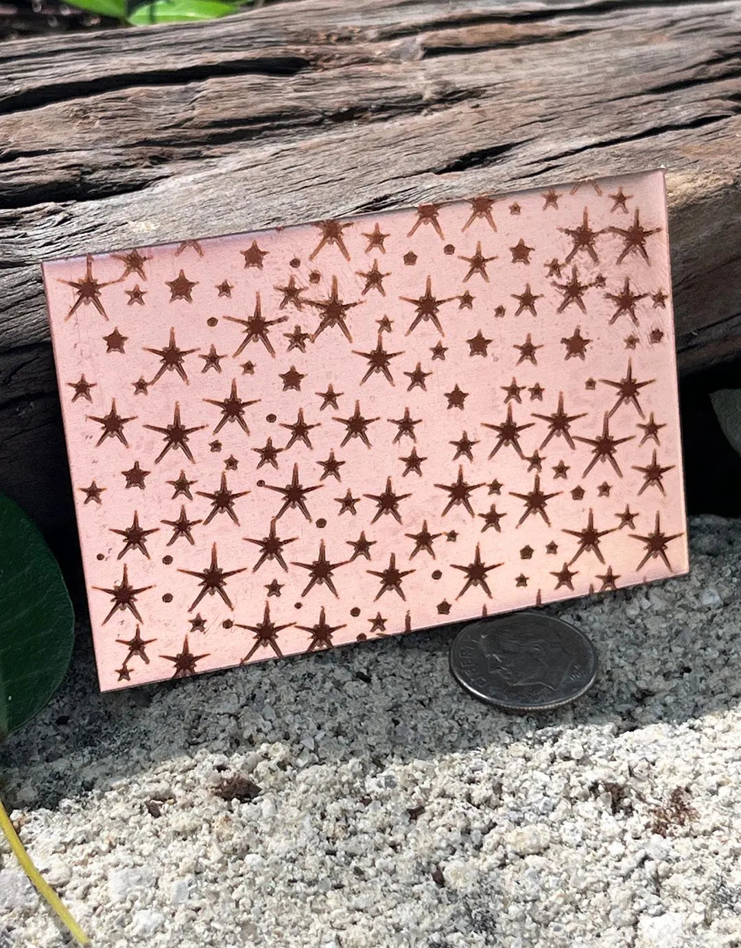 XLP0066 =Star Field Laser Engraved Metal Sheet 3x2" = Textured Jewelry Blank = Copper, Brass & More
