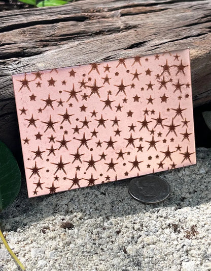 XLP0066 =Star Field Laser Engraved Metal Sheet 3x2" = Textured Jewelry Blank = Copper, Brass & More