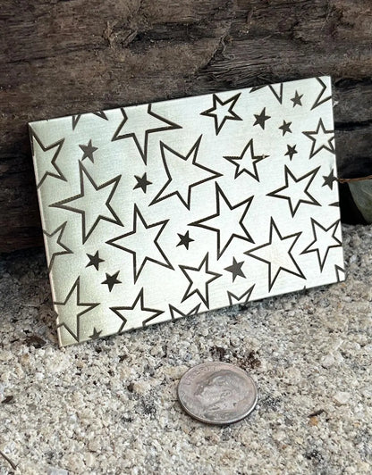 XLP0068 = Stars Laser Engraved Metal Sheet 3x2" = Textured Jewelry Blank = Copper, Brass & More