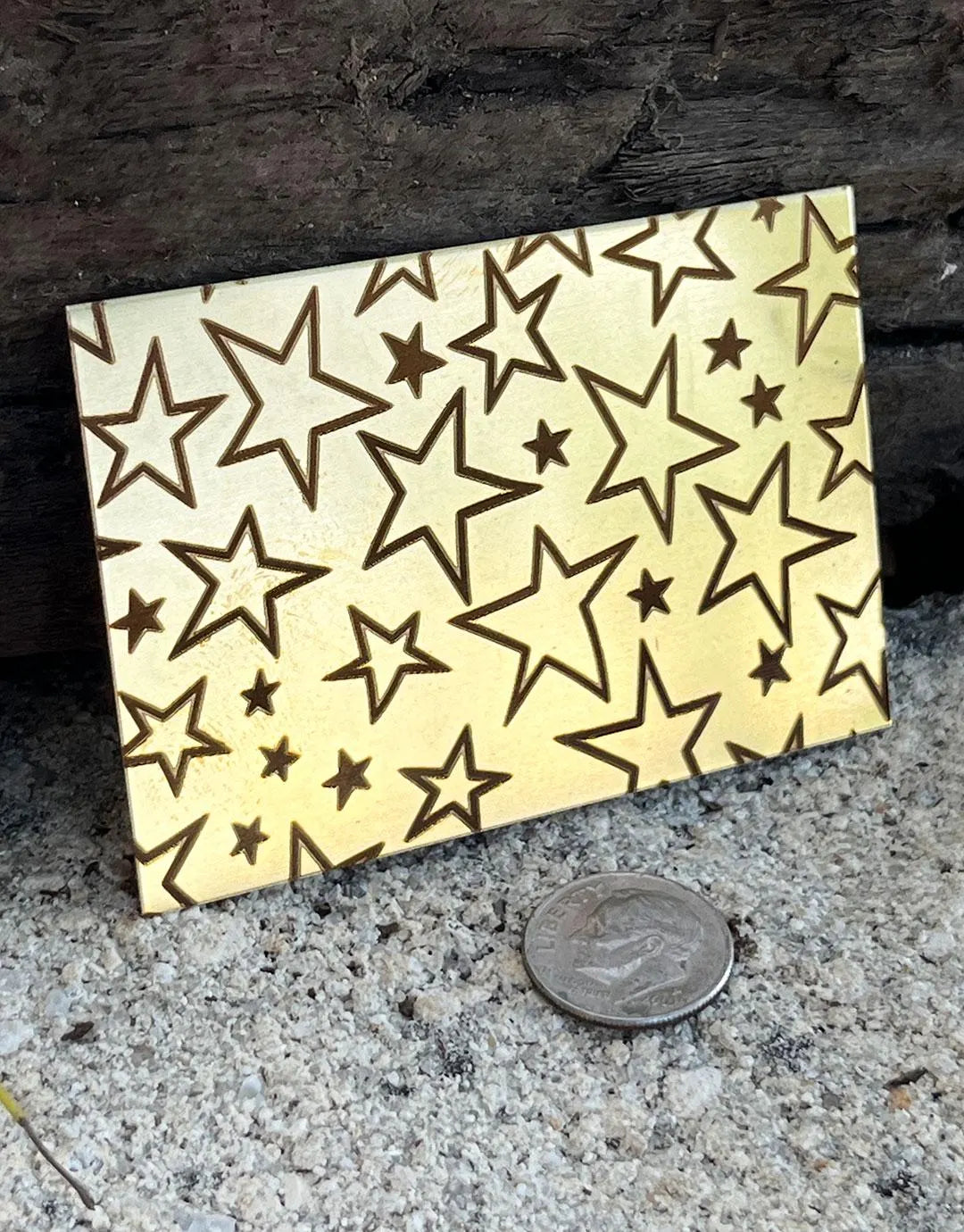 XLP0068 = Stars Laser Engraved Metal Sheet 3x2" = Textured Jewelry Blank = Copper, Brass & More