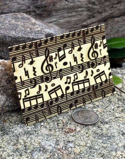 XLP0069 = Music Laser Engraved Metal Sheet 3x2" = Textured Jewelry Blank = Copper, Brass & More