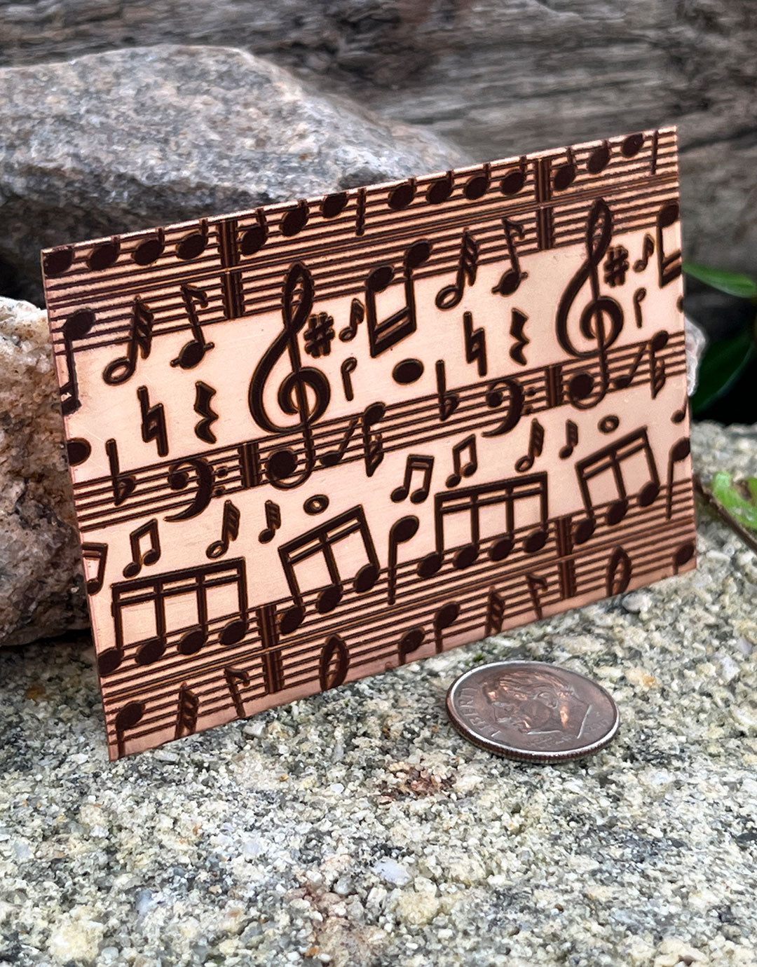 XLP0069 = Music Laser Engraved Metal Sheet 3x2" = Textured Jewelry Blank = Copper, Brass & More