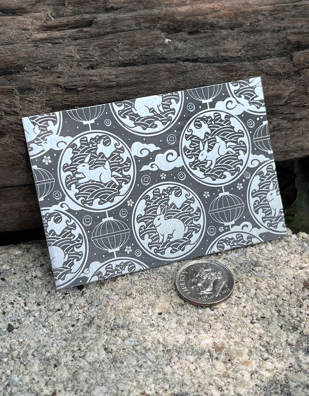 XLP0070 = Year of the Rabbit Laser Engraved Metal Sheet 3x2" = Textured Jewelry Blank = Copper, Brass & More