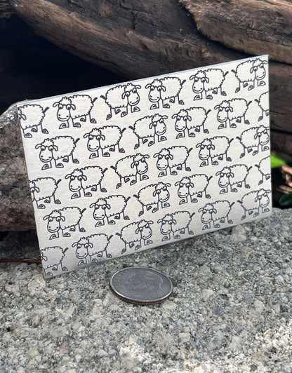 XLP0071 = Sheep Laser Engraved Metal Sheet 3x2" = Textured Jewelry Blank = Copper, Brass & More